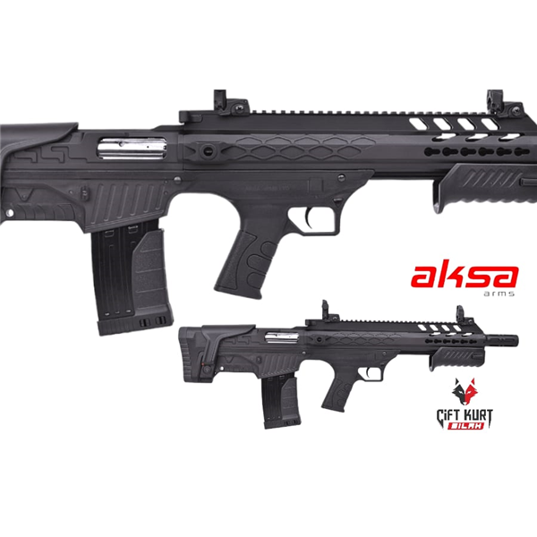 AKSA CROSFİRE T12 Bullpup Şarjörlü Pompalı Yarı Otomatik Hibrit Siyah